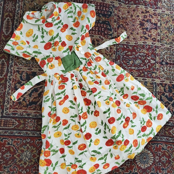 Vintage 50s Shepardess Floral Dress Girls