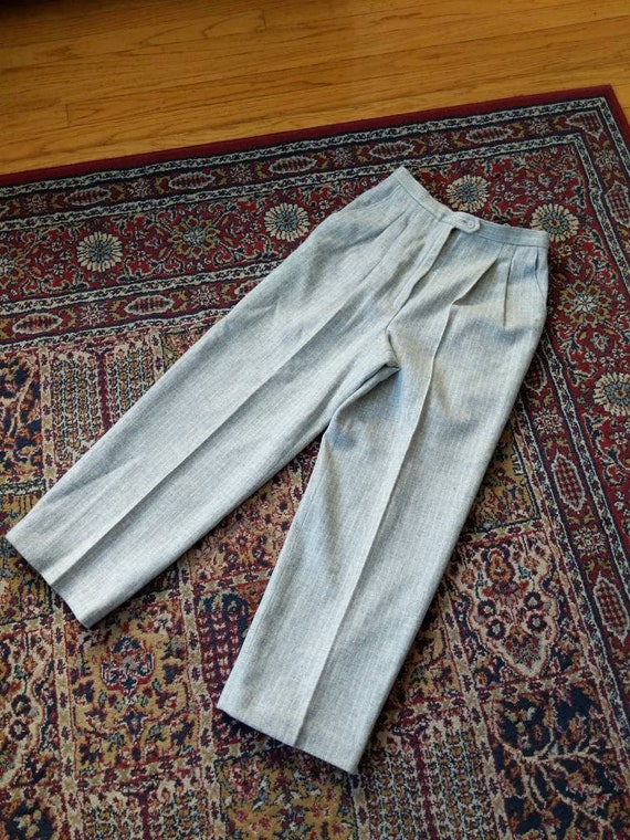 Vintage 60s 70s White Stag Grey Wool Striped Trous