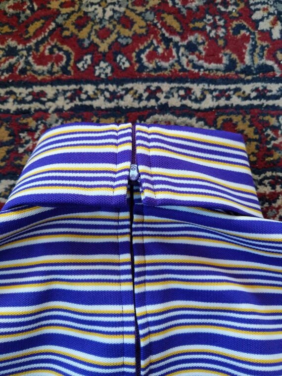 Vintage 60s Striped Turtleneck Half Zip Back Purp… - image 3