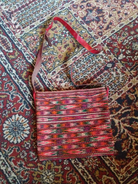 Vintage Handwoven Wool Southwestern Shoulder Bag … - image 1