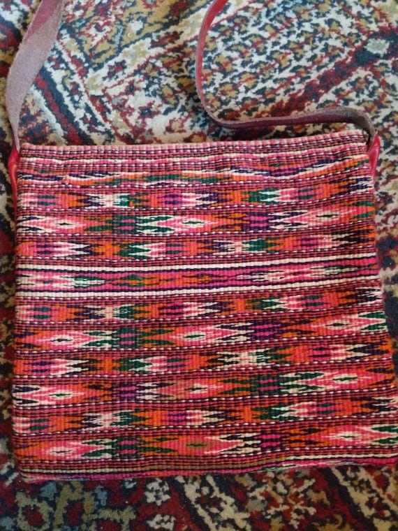 Vintage Handwoven Wool Southwestern Shoulder Bag … - image 2