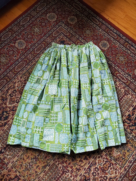 Vintage 60s 70s Alex Colman Circle Skirt Green and