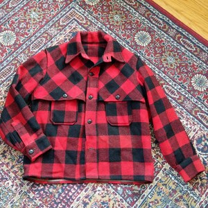 Vintage Red Buffalo Plaid Wool Hunting Jacket Shirt Small No Tag
