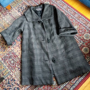 Vintage 40s 50s I. MAGNIN & CO Riviera Plaid Monarch New York Swing Coat