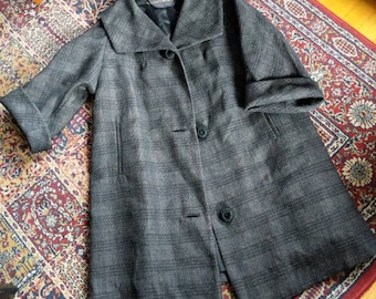 Vintage 40s 50s I. MAGNIN & CO Riviera Plaid Monarch New York Swing Coat