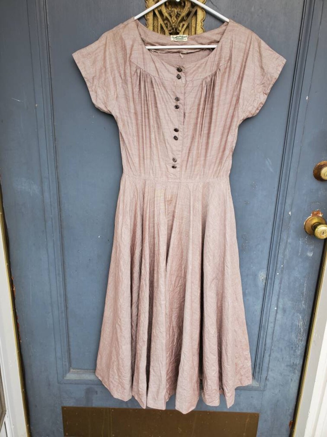 Vintage 50s Lipman Wolfe Co L'aliente Sportswear Grey Dress Side