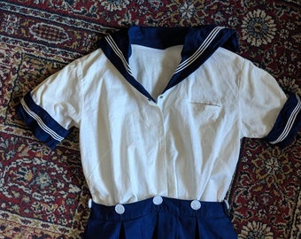 Vintage 30s 40s Sailor Dress Girls Outfit