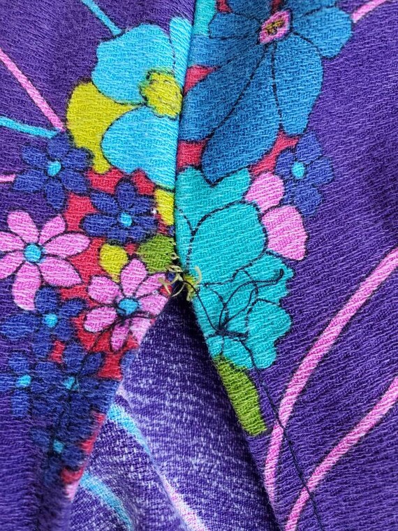 Vintage 70s THC Hawaiian Textiles Purple Floral B… - image 7