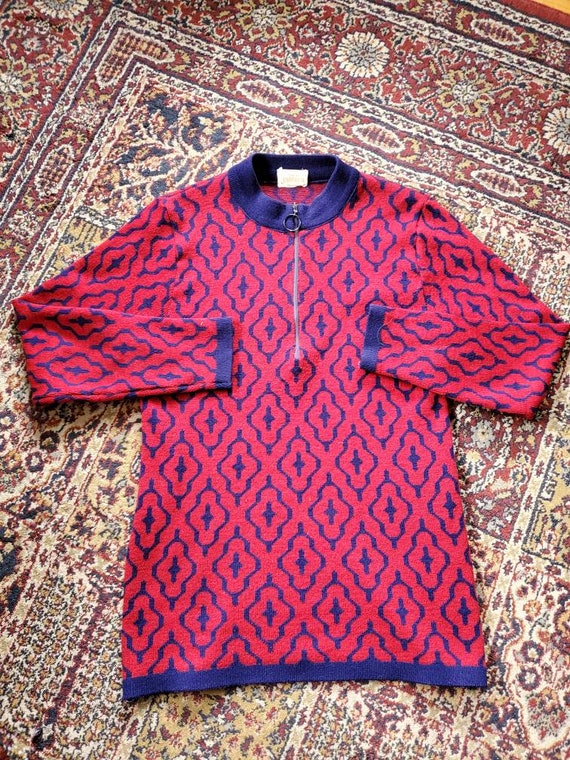 RARE Vintage 50s Burnt Red JANTZEN Kharafleece V-Neck Pullover Sweater - 40