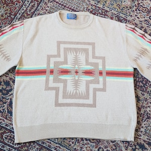 Vintage Pendleton Mens High Grade Western Wear Native Navajo Inspired Sweater Pullover Large