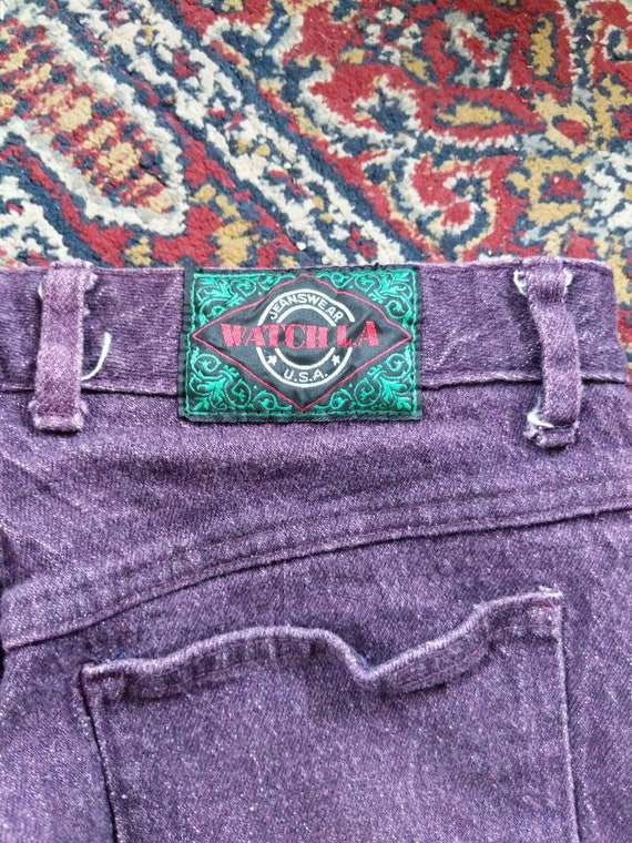 Vintage 80s 90s Watch LA! Purple Jeans Acid Wash … - image 9