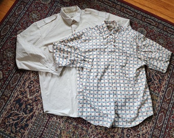 Vintage 80s 90s Banana Republic Lot of Two Button Down Shirts Size Large