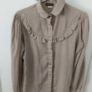Vintage 70s 80s Dee Cee Tan Floral Button Down Shirt Womens S