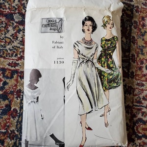 Vintage Vogue Couturier Design Fabiani of Italy Pattern 1130 One Piece Dress Size 12 Complete