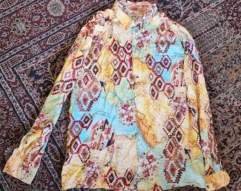Vintage Aztec Jams World Men&#39;s Edition Rayon Long Sleeve XL