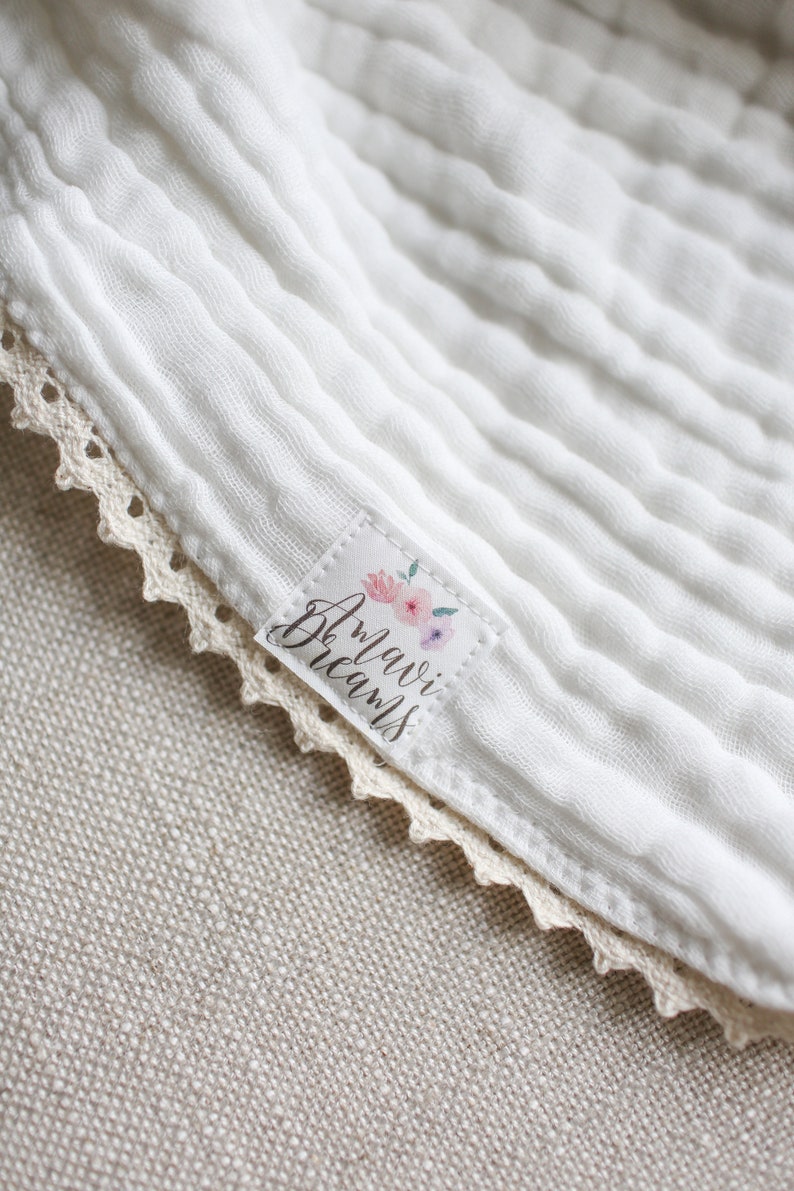 White Cream Blanket Swaddle Pom Pom Blanket Vanilla Organic Muslin Pom Pom Blanket Gender Neutral Blanket Crib Blanket Baby Blanket