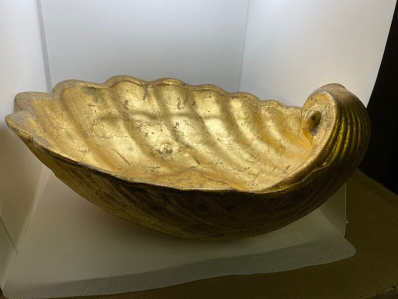Vintage Gold Leaf Ceramic Shell Large Etsy UK