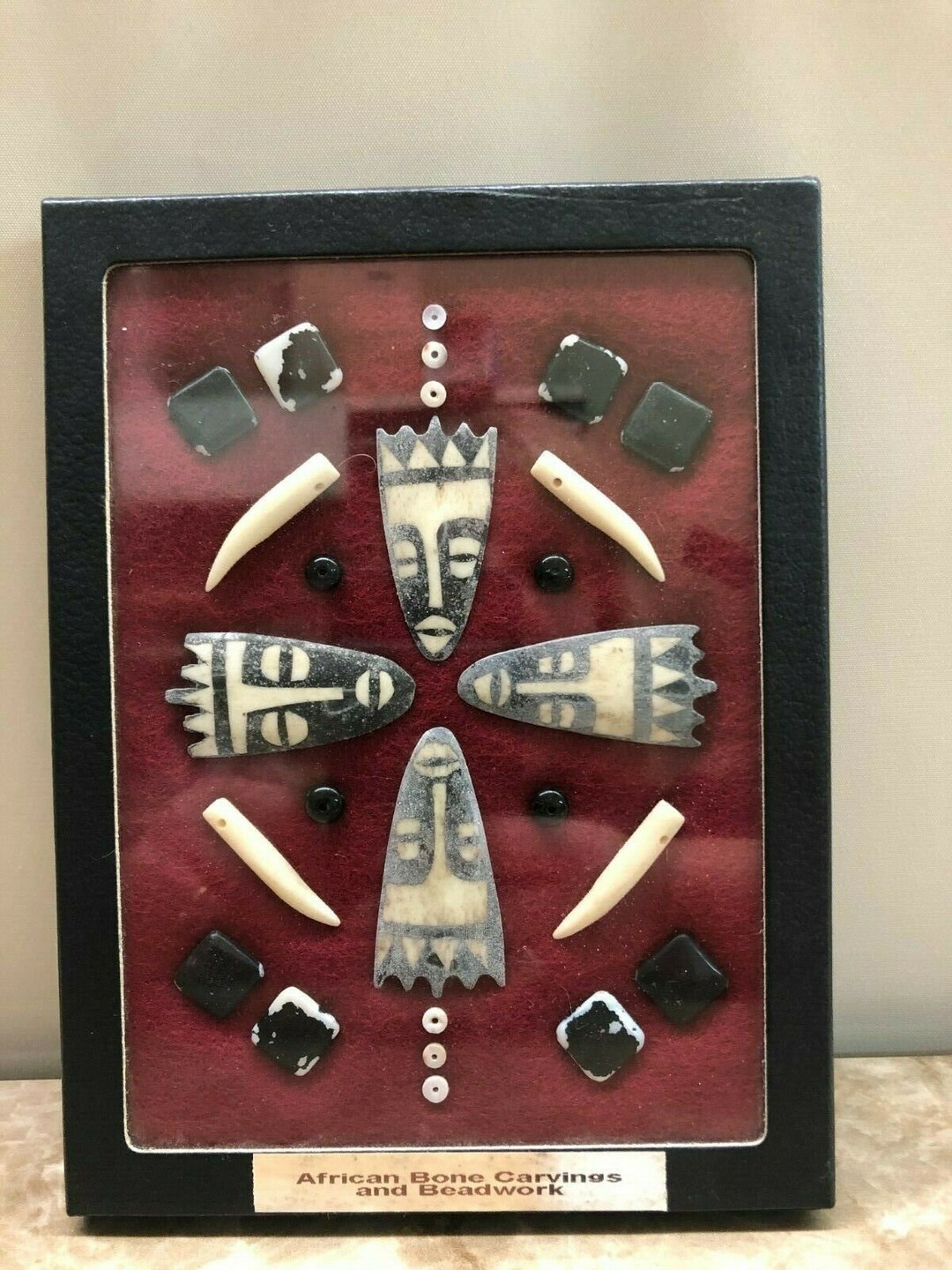 Vintage African Bone Carvings and Beadwork in a Black Shadow Box - Etsy