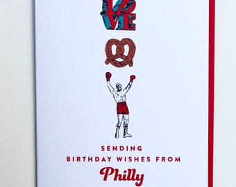 Birthday Card, Philly Birthday Card, Philadelphia themed card, Philadelphia Icons Card