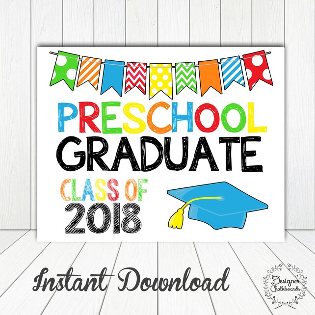 preschool graduation sign poster photo prop 11x14
