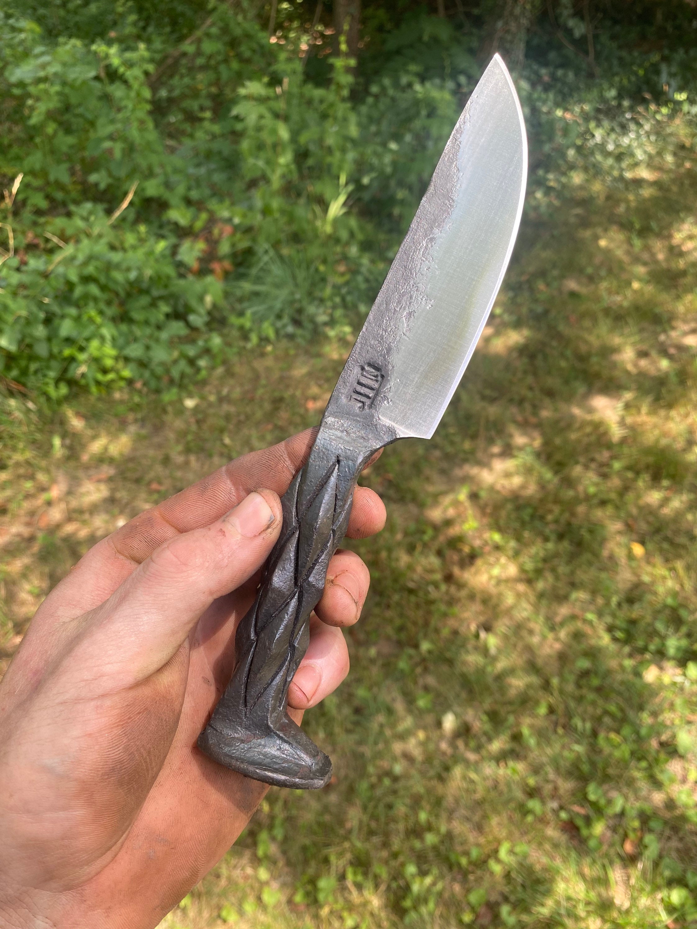 Hand Pineapple Twist Railroad Spike Knife Etsy