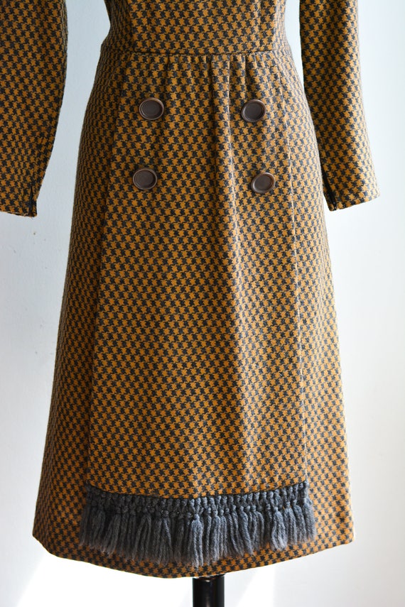 Vintage 1960s Herringbone Dress by Carlyle|28" Wa… - image 3