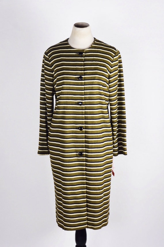 1960's Striped Fall Overcoat by Lynbrook/ Size Md
