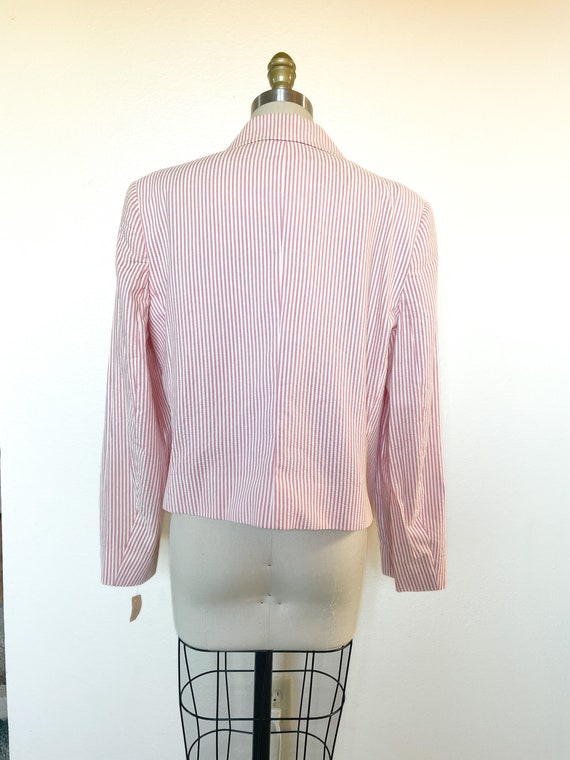 1980s Pink and White Striped Seersucker Blazer - image 5
