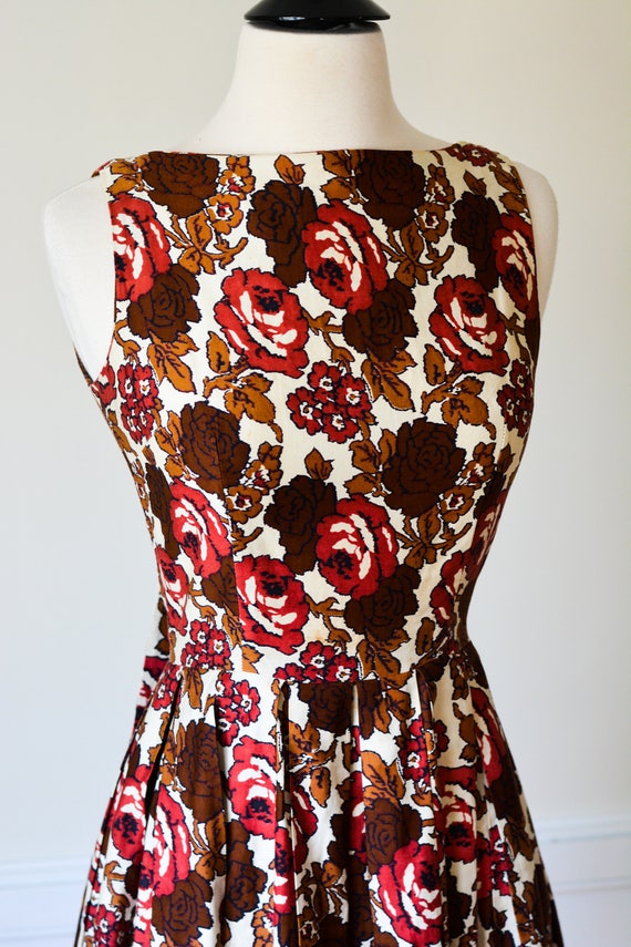 Vintage 1960s Rose Print Party Dress/Waist 25" - image 2