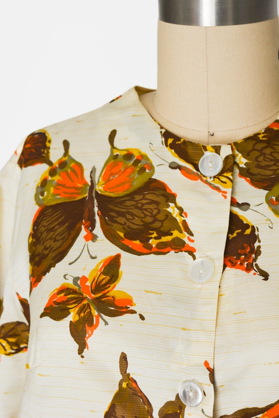 Vintage 1960s Novelty Print Silk Blouse/Bust 36" - image 2