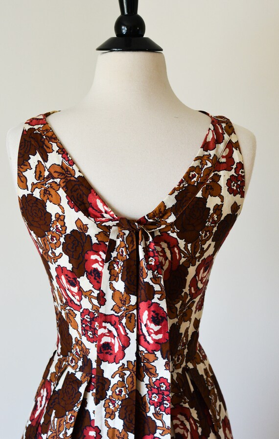 Vintage 1960s Rose Print Party Dress/Waist 25" - image 5