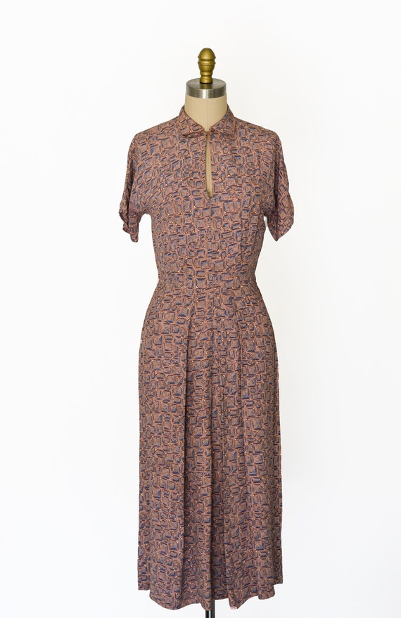 Vintage 1940s Novelty Print Dress/Waist 26"