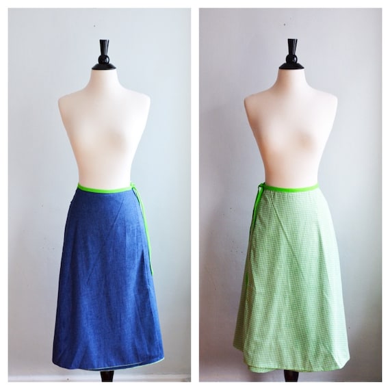 1960's Reversable Wrap Skirt/Waist 28"
