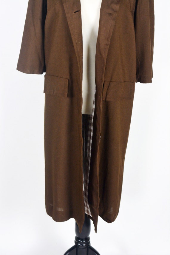 Vintage 1950's/60's Milk Chocolate Linen Coat wit… - image 3