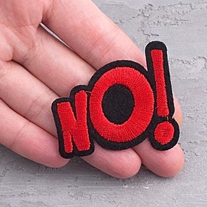 No! patch 50mm, Speech notions, Embroidered applique, Decorative patch, Applique motif, Cartoon iron-on patch - 2"