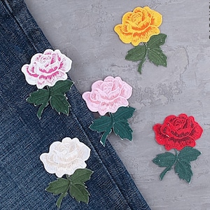 Rose patch 70mm, Flower applique, Iron-on embroidered patch, Flower patch, Floral patch - 7"