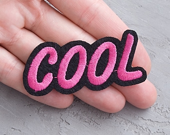 Cool iron-on patch 65mm, Pink embroidery applique, Jacket patch, Cartoon applique motif, Pop culture gift, Art notions - 2 9/16"