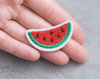 Watermelon Embroidered Iron On Patch, Fruit Applique (45mm)