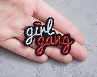 Girl gang patch 2 5/16&quot;, Feminism embroidered patch for jacket, Girls teen backpack accessory, Best friends Badge, Girl power