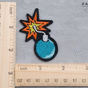 Cartoon Bomb patch. Dynamite embroidered patch. Badge sign applique. Iron on patch. Patches For Jacket. Sew On emoji patch. Cool gift image 2