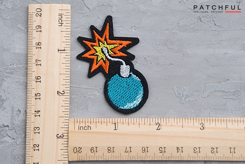 Cartoon Bomb patch. Dynamite embroidered patch. Badge sign applique. Iron on patch. Patches For Jacket. Sew On emoji patch. Cool gift image 2
