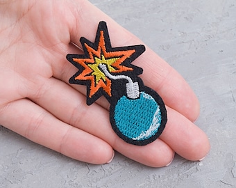 Cartoon Bomb patch. Dynamite embroidered patch. Badge sign applique. Iron on patch. Patches For Jacket. Sew On emoji patch. Cool gift