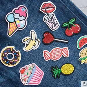 Embroidered Ice Cream Cone Patch, Pink Girly Food Applique, Iron-On Badge (85mm) image 7