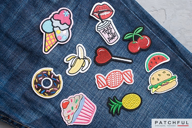 Embroidered Ice Cream Cone Patch, Pink Girly Food Applique, Iron-On Badge (85mm) image 7