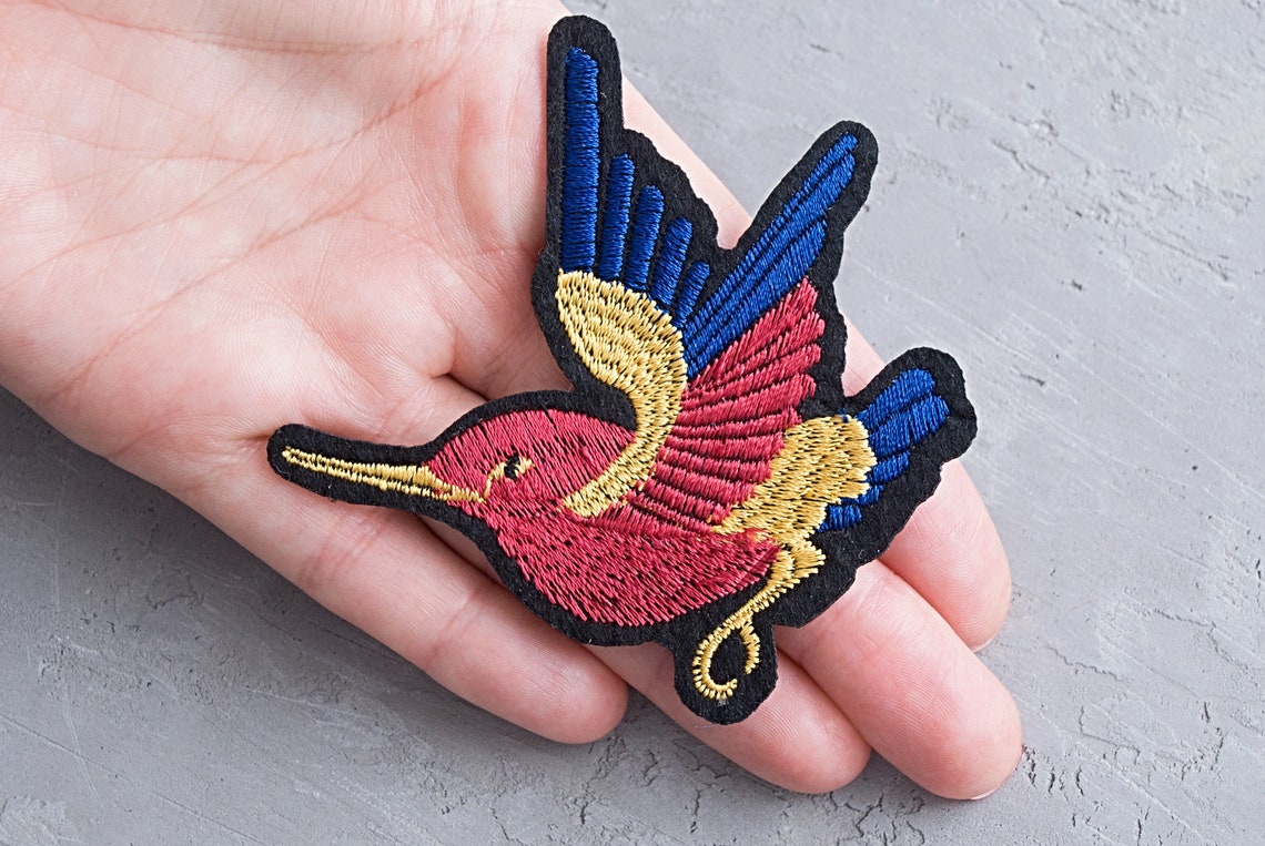 Hummingbird Embroidery Patches 83mm, Bird Appliques, Jacket Patch ...