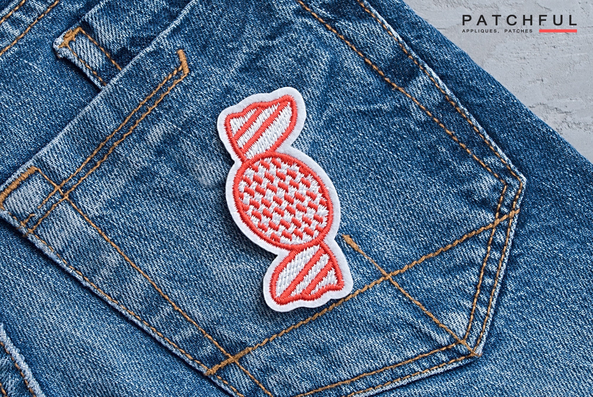 Candy embroidery patches 65mm Sweets patch Red appliques Etsy