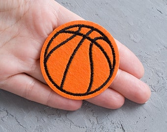 Basketball applique 65mm, Ball iron-on patch, Sport badge, DIY embroidered applique, Decorative patch, Basketball fan gift - 2 9/16"