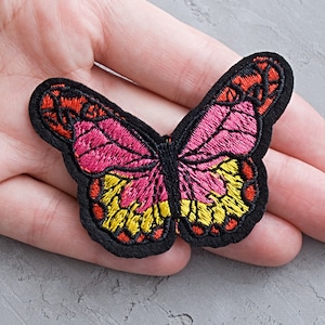 Red Butterfly patch 67mm, Kids patch, Embroidered Iron on patch, Patch for jacket, Art applique - 2 5/8&quot;