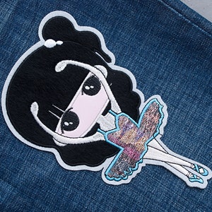 Patch danstas, grote ballerina opstrijkbare appliqué voor rugzak, jas of balletdansercadeau-7 7/8"
