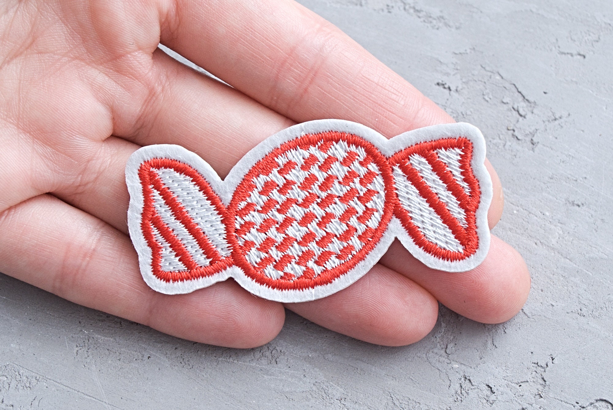 Candy embroidery patches 65mm Sweets patch Red appliques Etsy